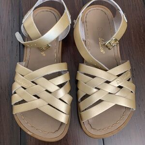 EUC Salt Water Sandals by Hoy, Gold Metallic Leather, Size 2